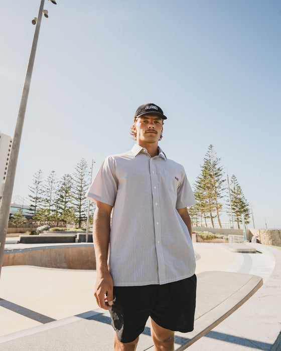 Maroon Stripe Button Up